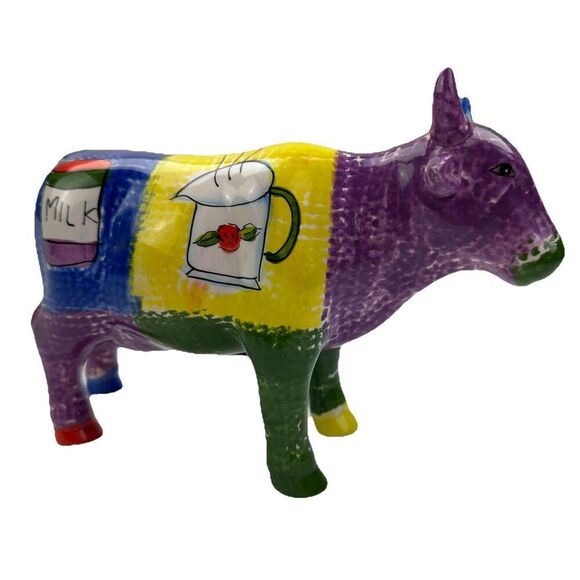 Ceramic Cow Coin Bank Milk Cream Statue Farmhouse Country Folk Art - Picture 2 of 15